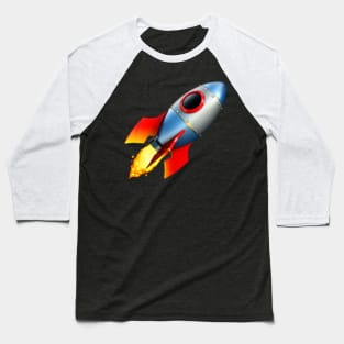 Pixelated Rocket Emoji Baseball T-Shirt